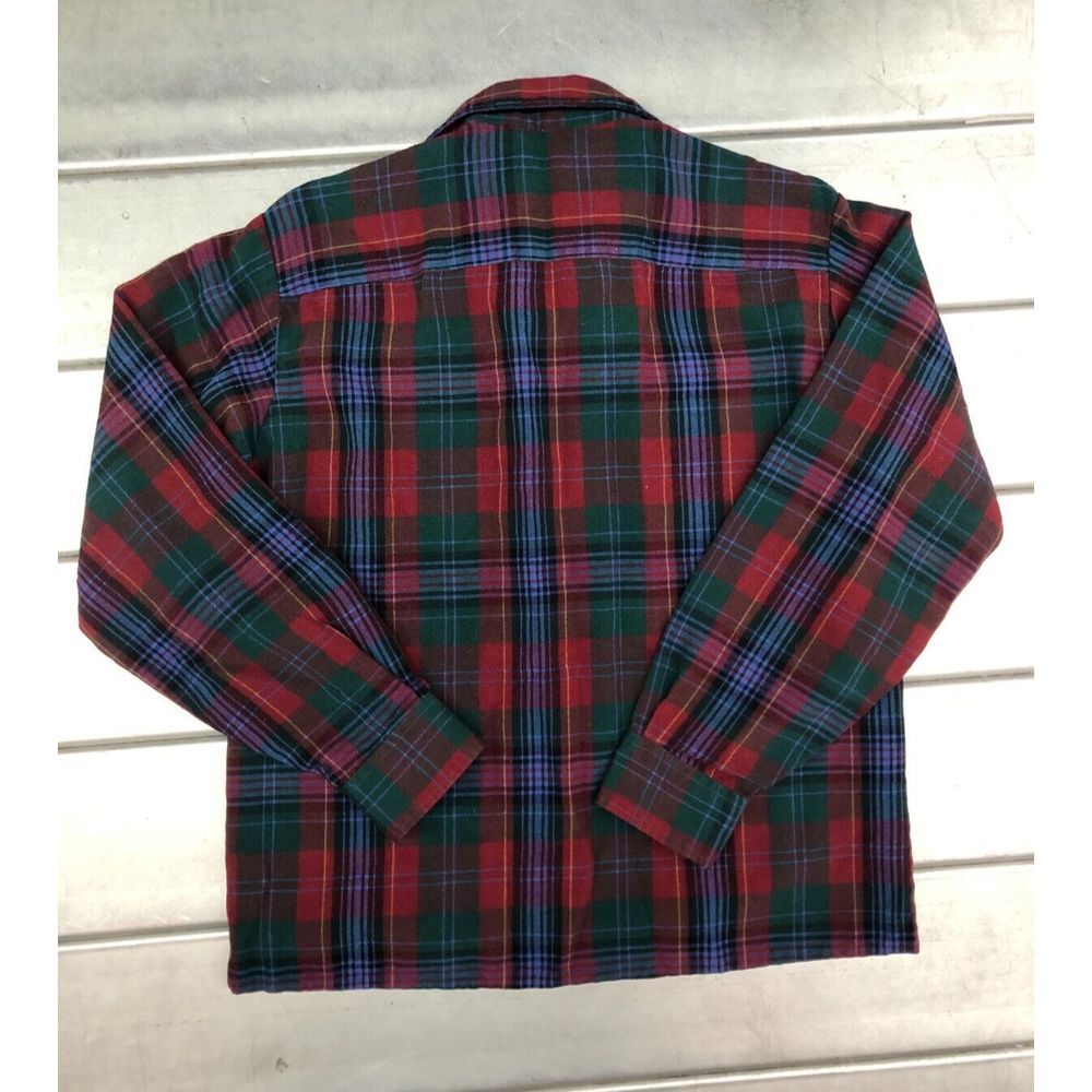 Vintage Backpacker Button Up Flannel Shirt Mens Medium Red Green Plaid Western - Picture 3 of 7
